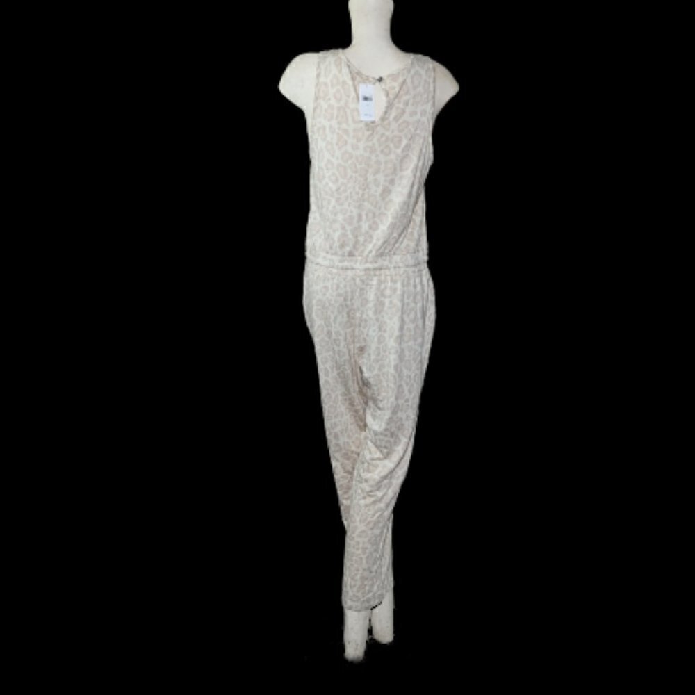 Splendid Beige Ole leopard Print Sleeveless Jumpsuit small S Pockets - Picture 4 of 8